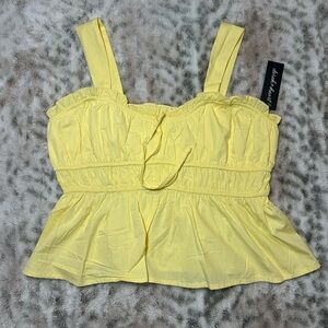 Derek Heart Women Blouse Top With Straps Large  Yellow 100% Cotton New